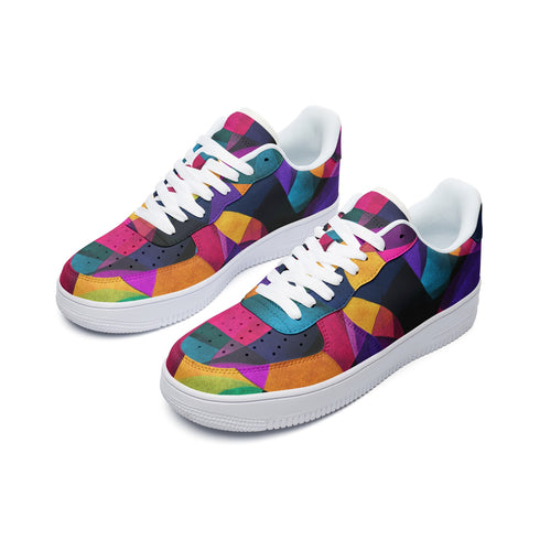 Cubist Dreams Unisex Low Top Leather Sneakers